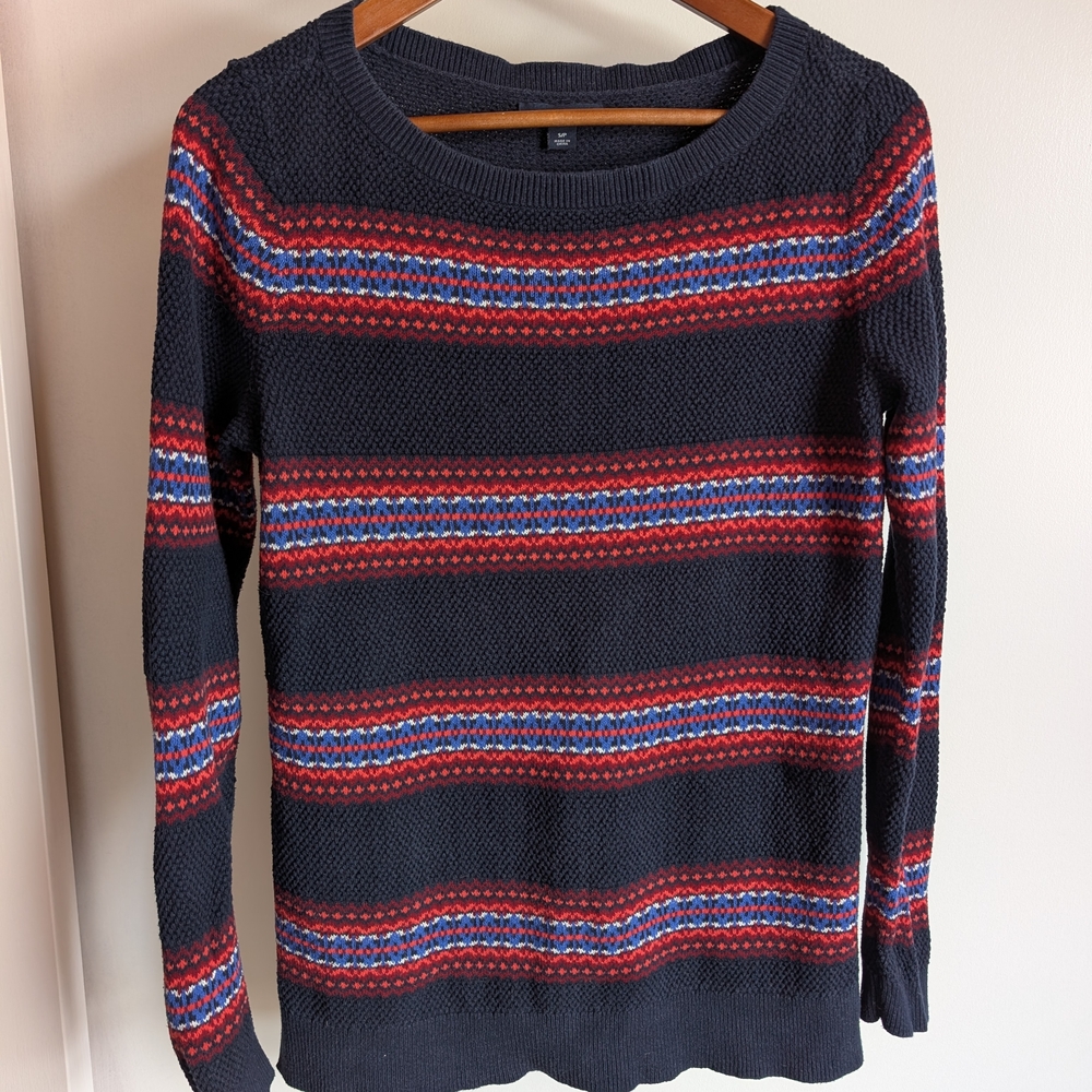 Tommy Hilfiger Navy Sweater with Red and Blue Stripes
